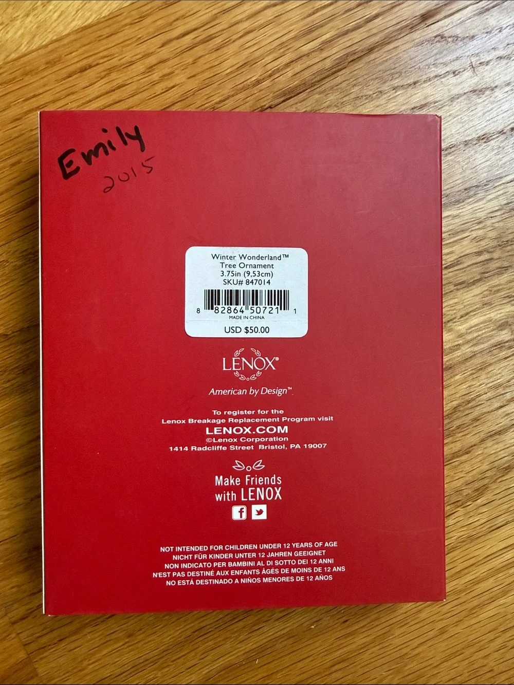Lenox Winter Wonderland Tree Ornament new in box gold and pearl accents